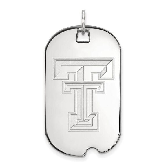 10k White Gold Texas Tech U. Large Dog Tag Pendant